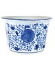 MACETA MEDIANA REDONDA FLORAL AZUL/BLANCO