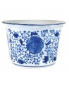 MACETA MEDIANA REDONDA FLORAL AZUL/BLANCO