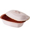 VASIJA CON TAPA EN TERRACOTA BLANCO CON FILO DORADO