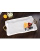 BANDEJA RECTANGULAR GRANDE EN PORCELANA BLANCA CON FILO DORADO