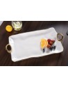 BANDEJA RECTANGULAR GRANDE EN PORCELANA BLANCA CON FILO DORADO