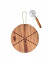 TABLA DE MADERA PARA PIZZA C/CORTADOS DE ACERO INOXIDABLE