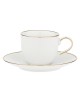SET X 6 TAZAS CON PLATITO EN POCELANA BLANCA FILO DORADO