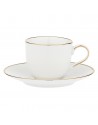 SET X 6 TAZAS CON PLATITO EN POCELANA BLANCA FILO DORADO