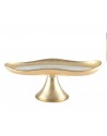 PLATO P/TORTA PEQUEÑO C/BORDE DORADO Y PEDESTAL