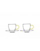 SET X 2 TAZAS C/PLATILLOS DE DOBLE PARED C/ASA AMARILLA