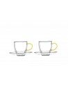 SET X 2 TAZAS C/PLATILLOS DE DOBLE PARED C/ASA AMARILLA