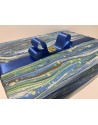 CAJA PAPEL ITALIANO AZUL 25CM X 25CM + 8CM