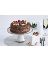 BASE PARA TORTA EN PORCELANA BLANCA FILO PLATEADO