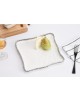 PLATO CUADRADO PORCELANA BLANCO FILO PLATEADO