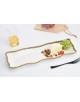 BANDEJA RECTANGULAR EN PORCELANA BLANCA FILO DORADO