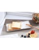 BANDEJA PEQUEÑA RECTANGULAR EN PORCELANA BLANCA CON FILO PLATEADO