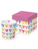 TAZA C/CAJA DECORATIVA MOD: CORAZONES EN ACUARELLA